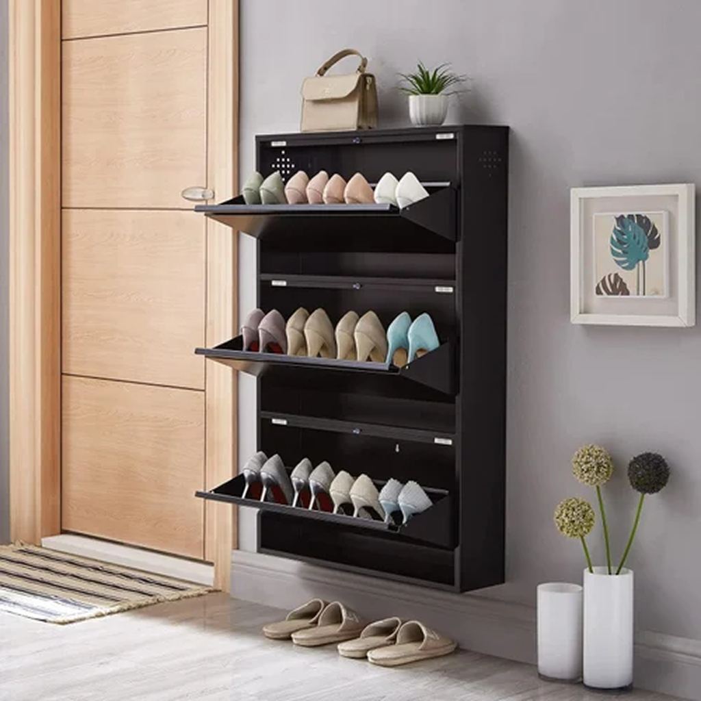 Modern flap-door shoe rack